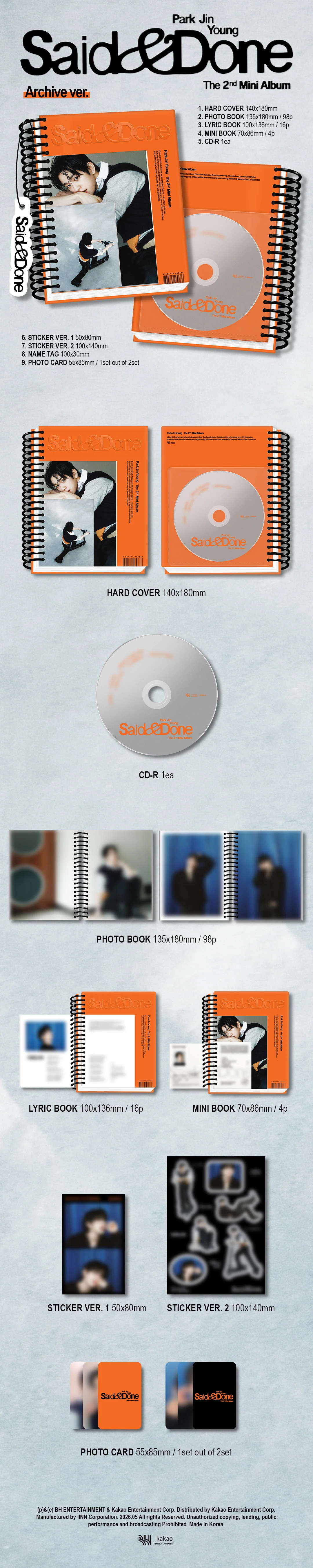PARK JIN YOUNG (GOT7)] 2nd Mini Album 'Said & Done' (Archive ver